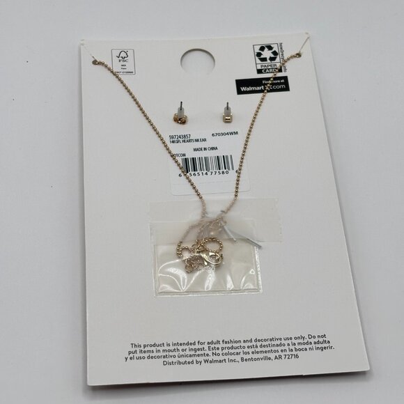 Believe by Brilliance 14KT Gold Flash Plated Heart Necklace & Earring Set Cubic - Picture 5 of 5